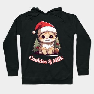 Cookies & Milk - Christmas Cat - Winter Holiday Hoodie